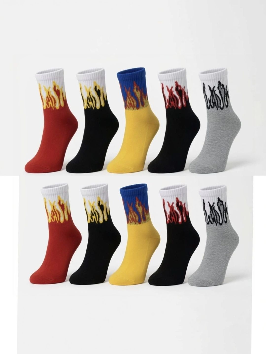 GARUN Unisex Pack of 10 Cotton Patterned Above Ankle Socks