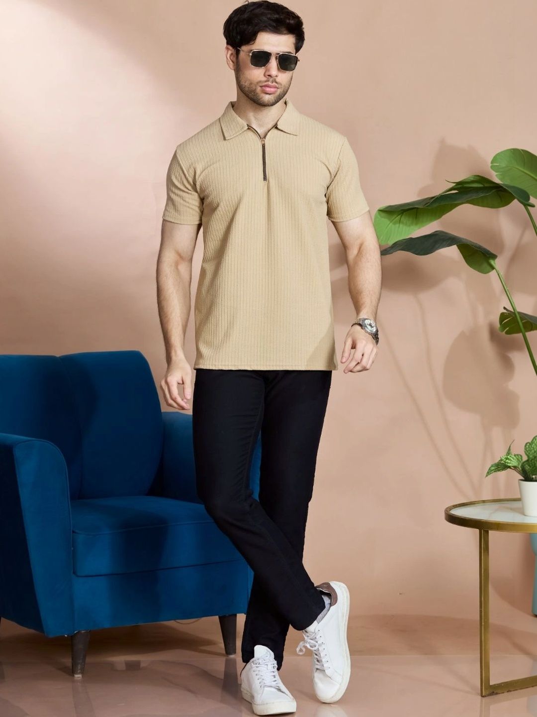 STONEBERG Men Polo Collar Flex Slim Fit T-shirt