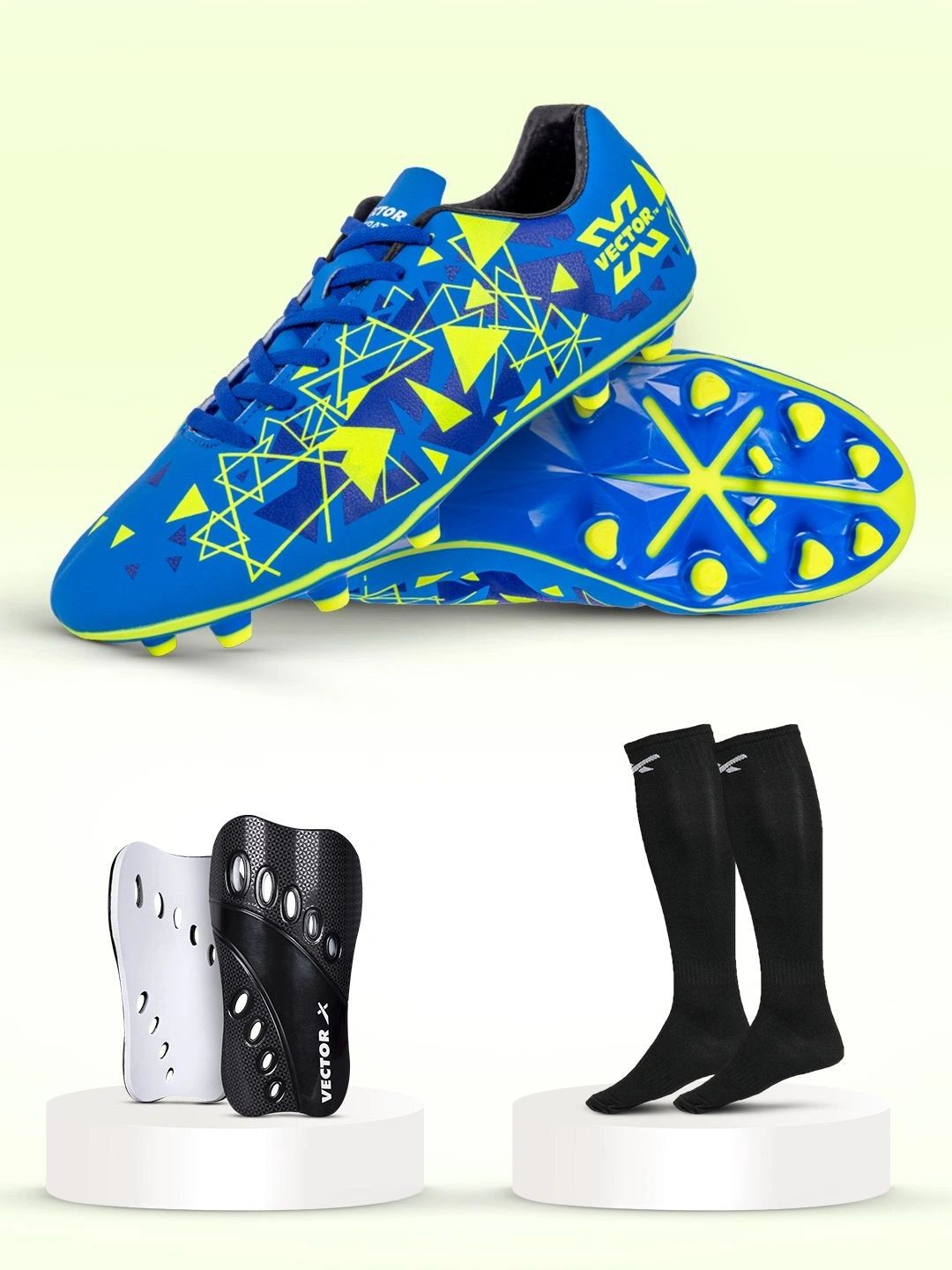 VECTOR X Nitro X Shoes with Pair of Shin Guard & Stockings Football Kit