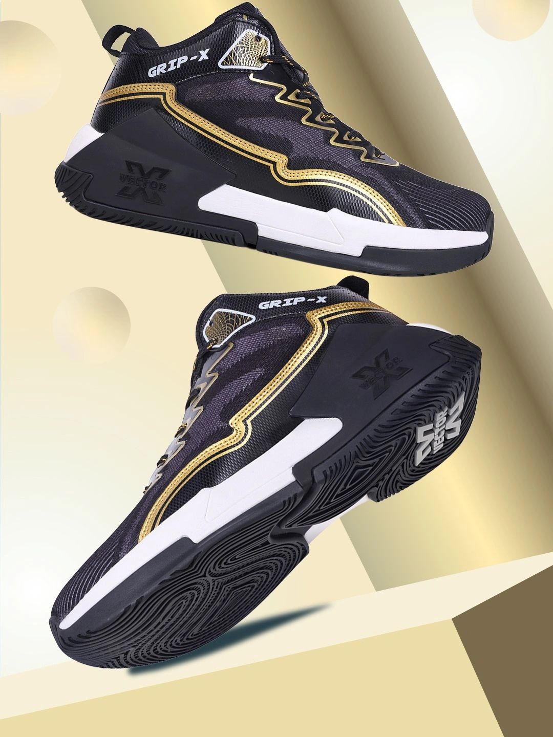 VECTOR X Grip X Indoor Outdoor Knitted Upper & Rubber Sole Lace-Up Basketball Shoes