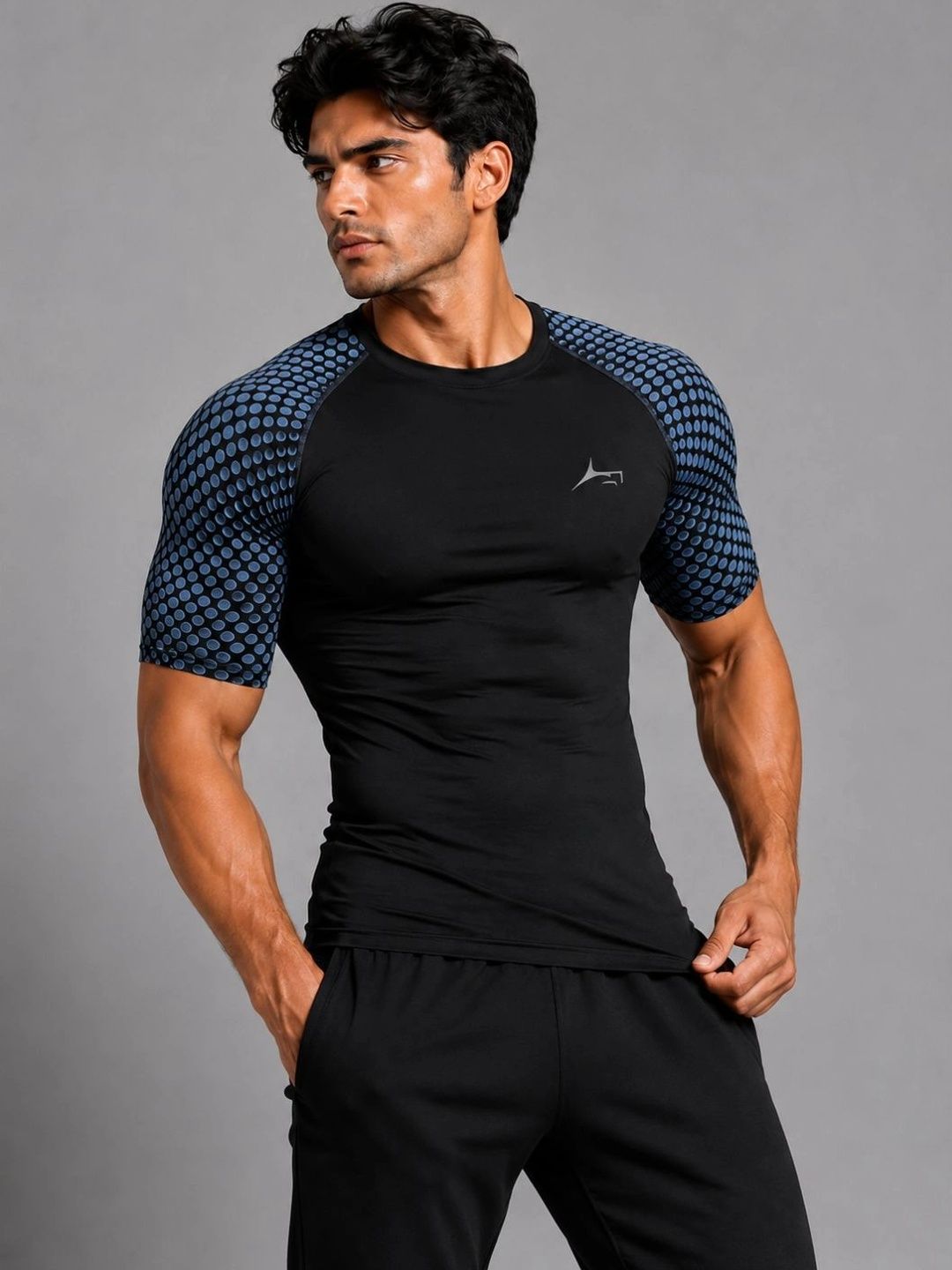 Prosharx Men Colourblocked Compression T-shirt
