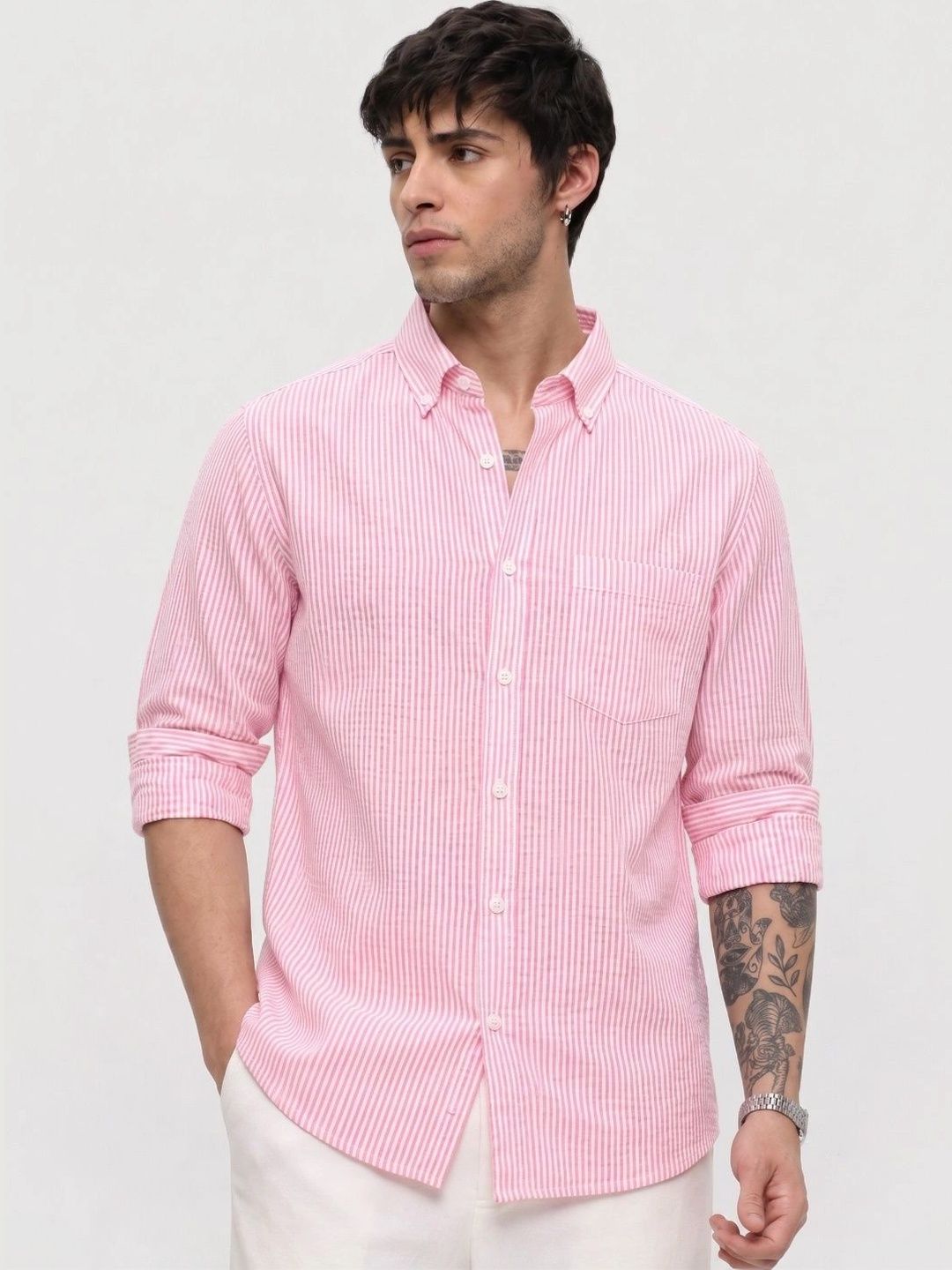 HENSHIKA Men Standard Striped Casual Shirt