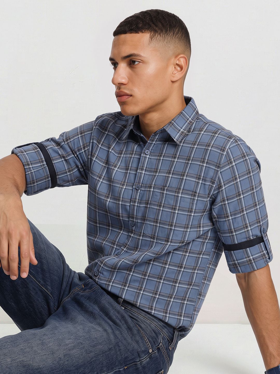 Roadster Life Co. Soft Touch Twill Plaid Casual Shirt