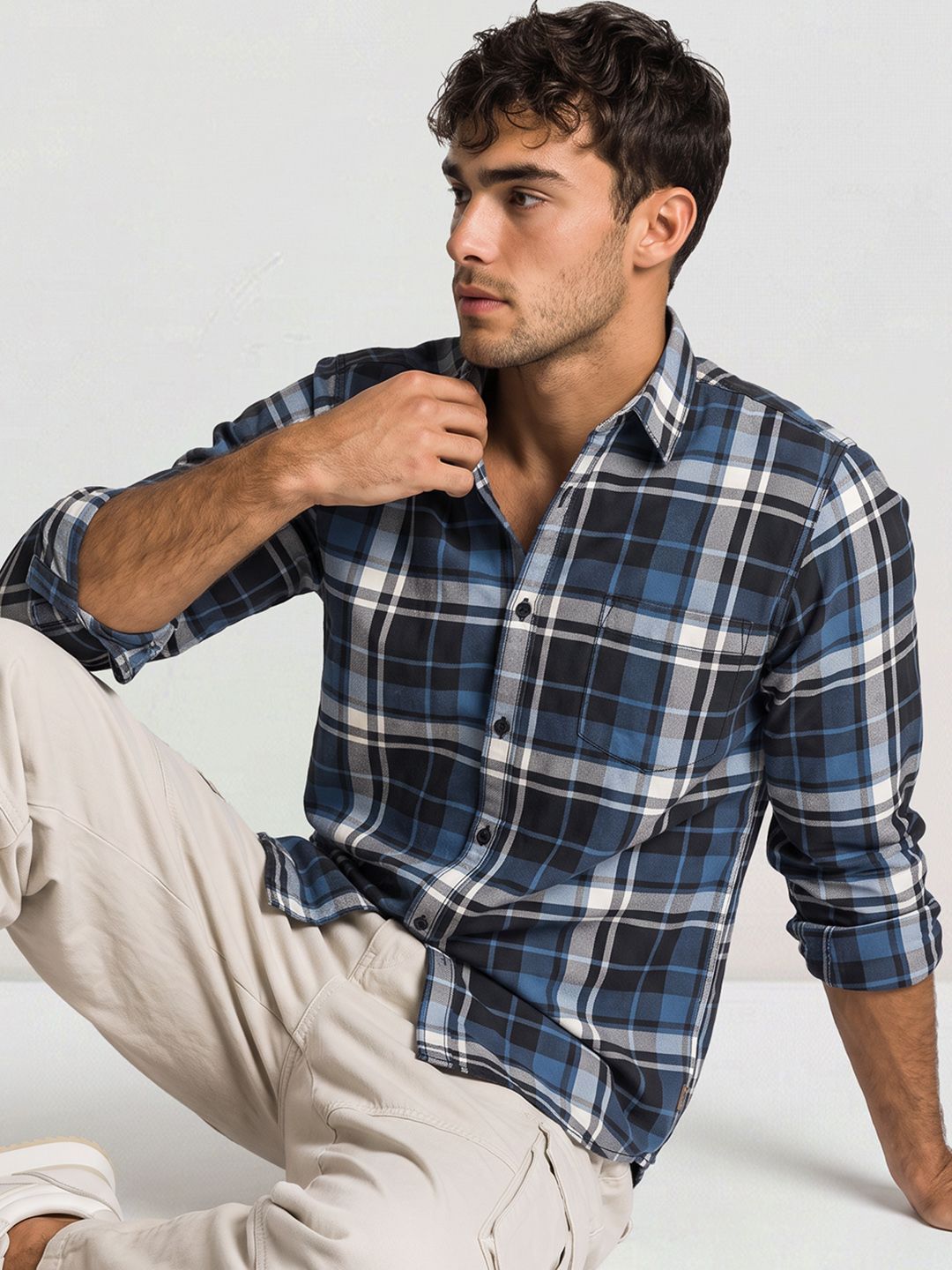 Roadster Life Co. Soft Touch Twill Plaid Casual Shirt