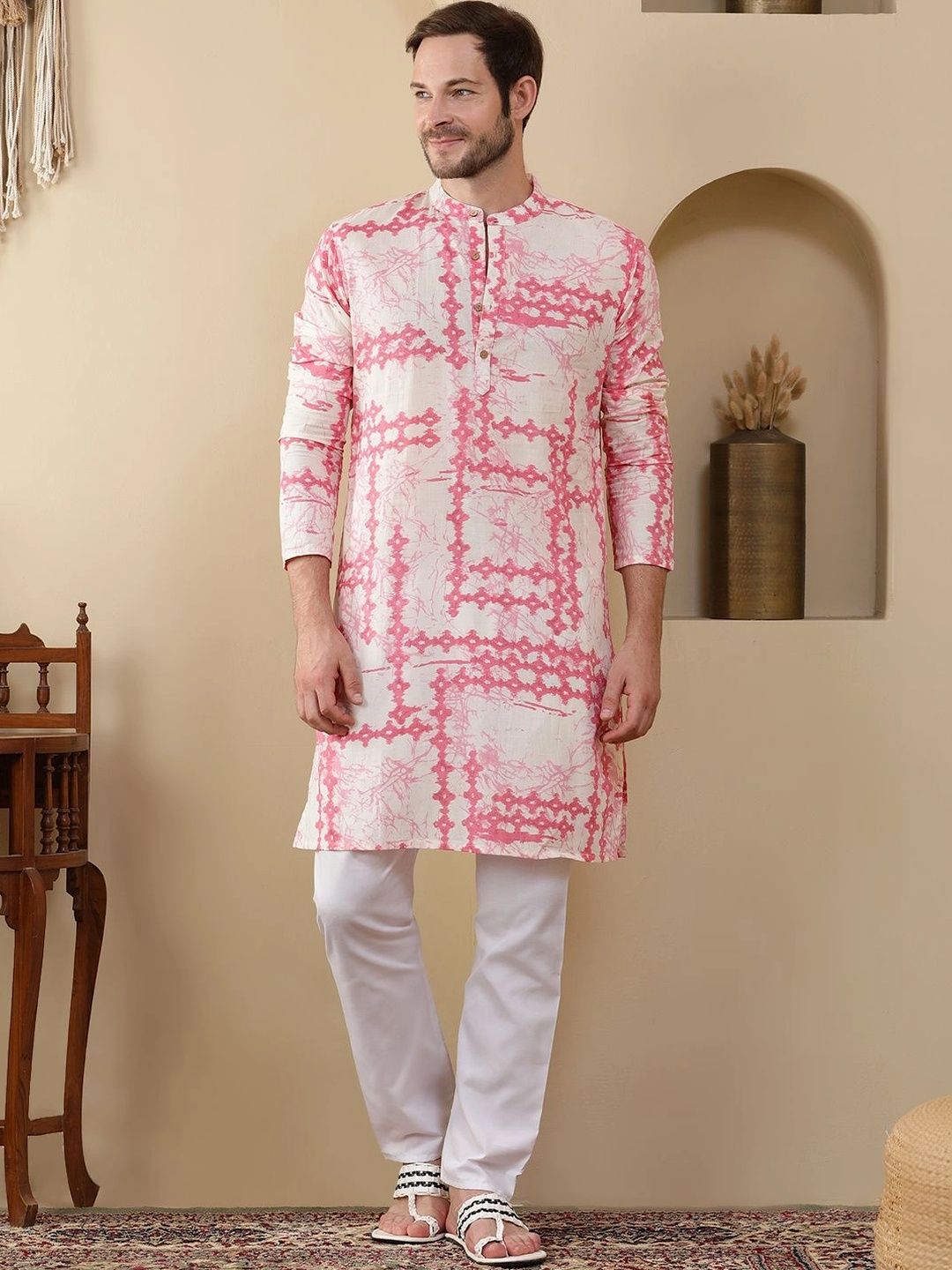 SOURAGYA Men Geometric Printed Kurta