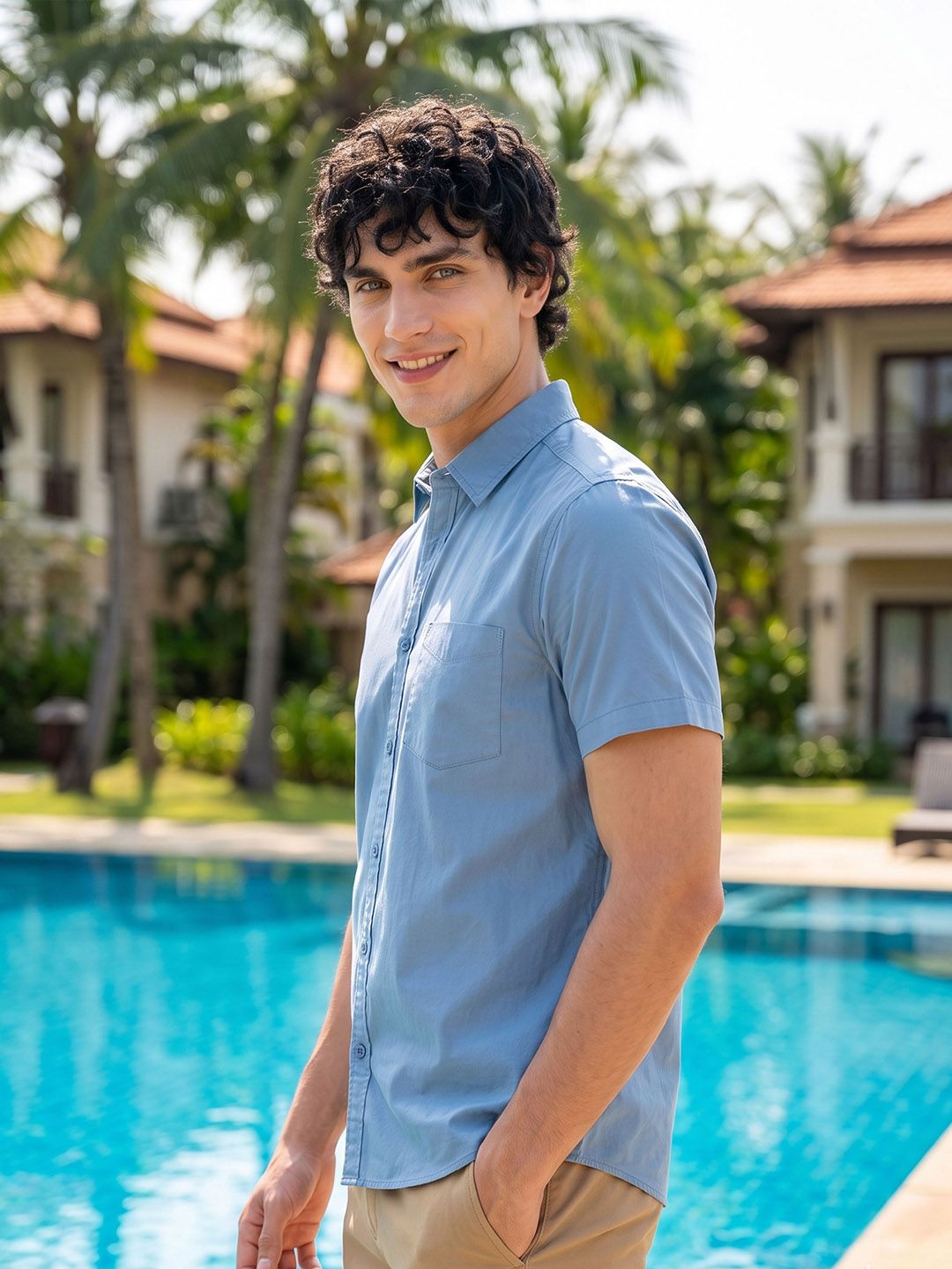 HERE&NOW Men Regular Fit Peach Premium Cotton Casual Shirt