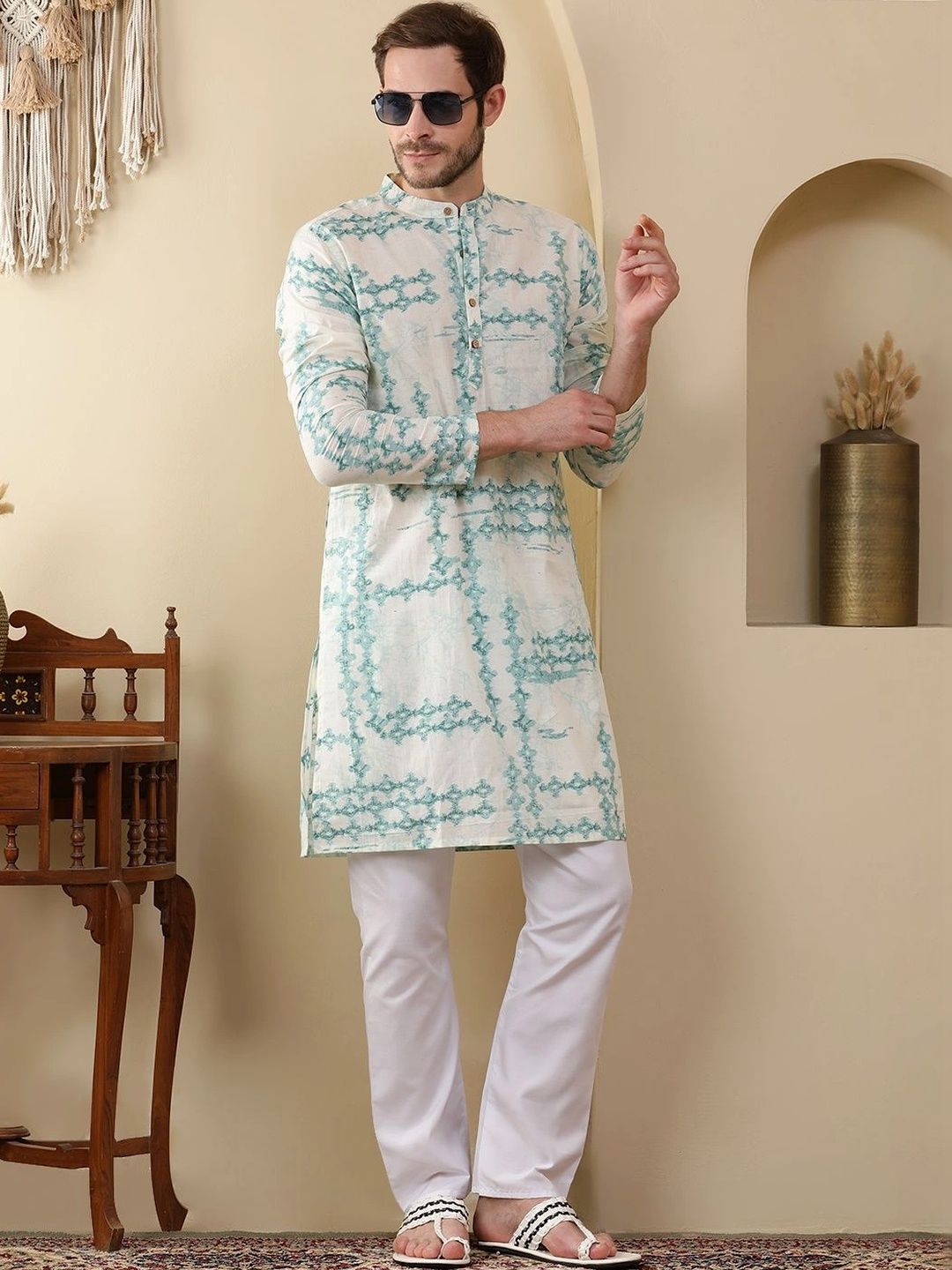 SOURAGYA Men Ethnic Motifs Printed Kurta