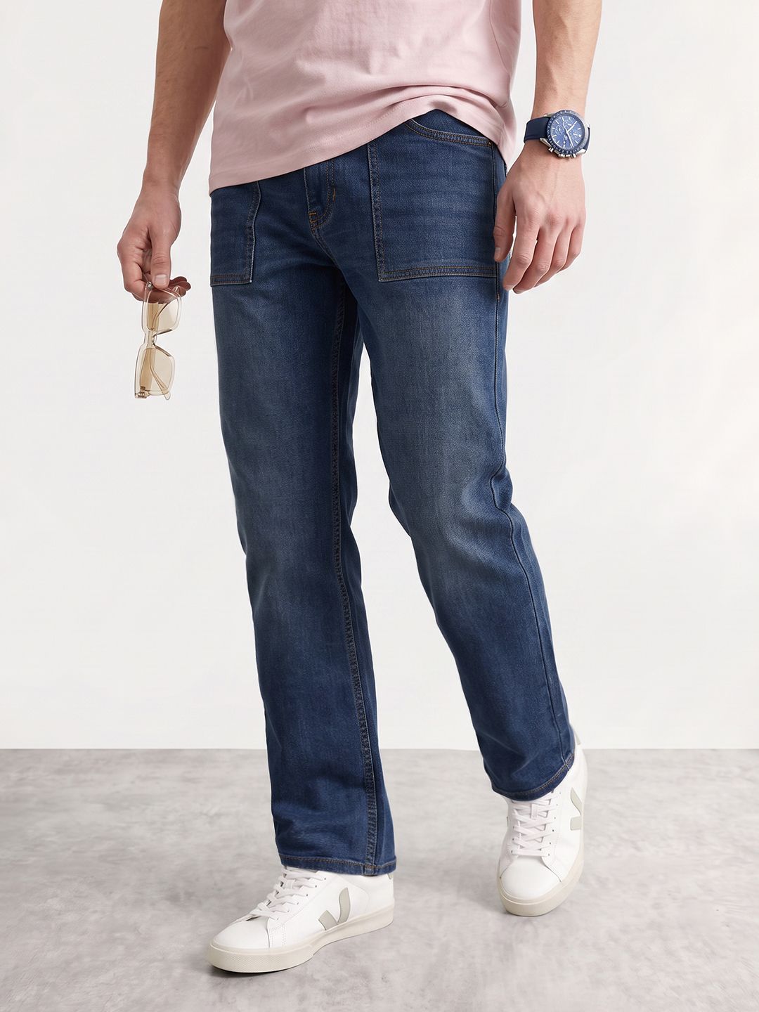 Mast & Harbour Men Straight Fit Light Fade Jeans