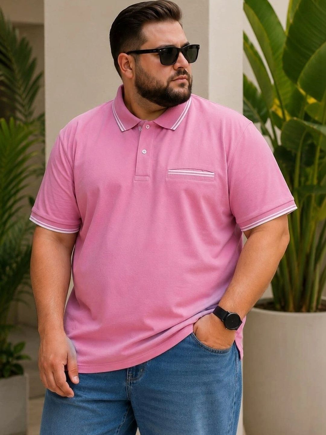 AUSTIVO Men Polo Collar Pockets T-shirt