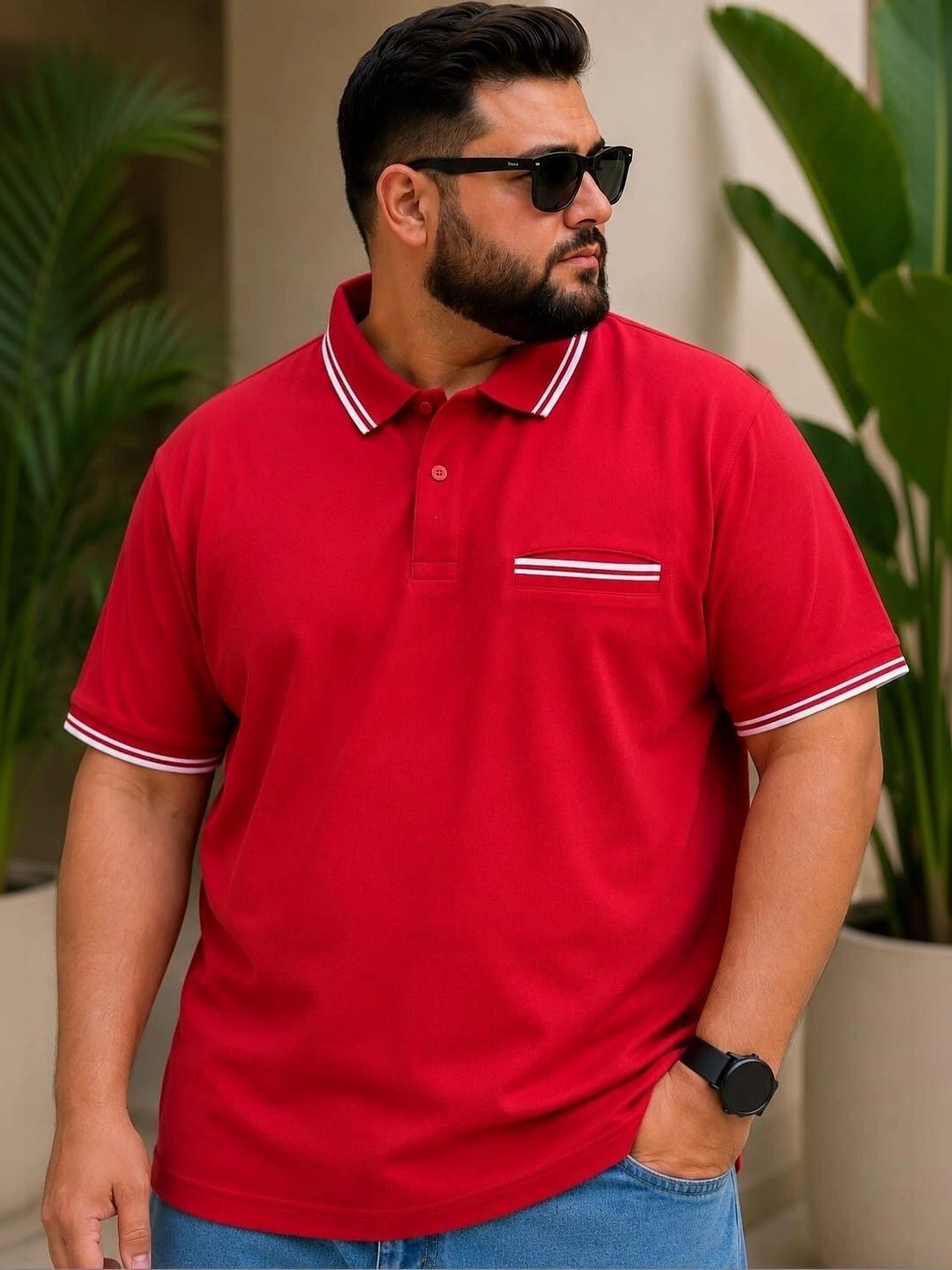 AUSTIVO Men Polo Collar Pockets T-shirt