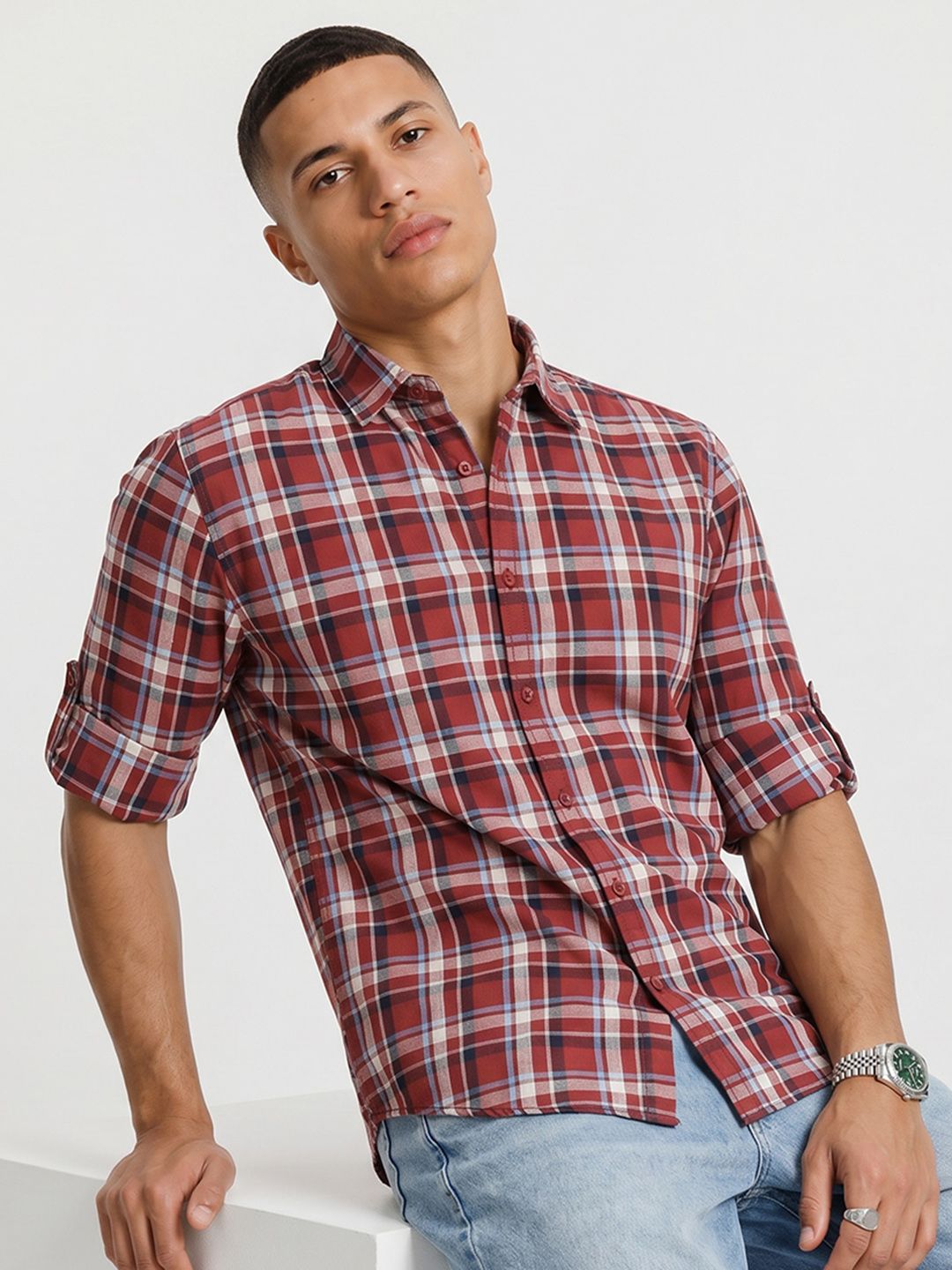 Roadster Life Co. Soft Touch Checked Casual Shirt