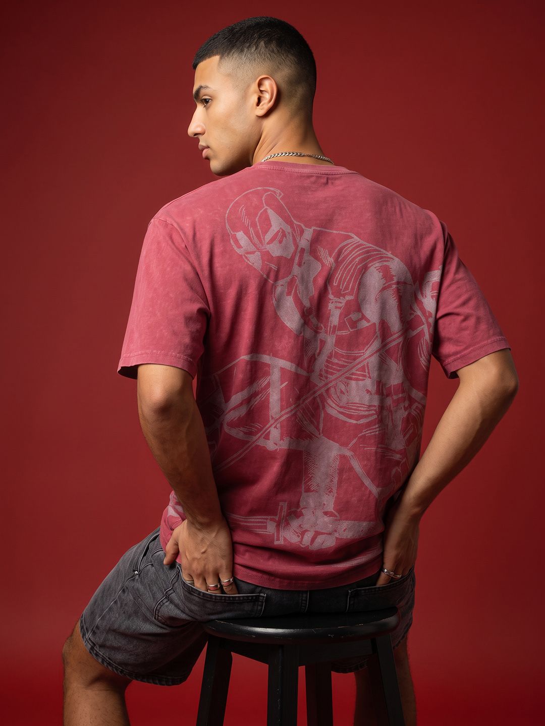 MARVEL STREET Relaxed Fit Deadpool Graphic Printed Pure Cotton T-shirt