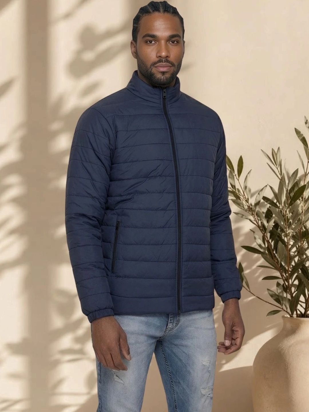 Buy The Roadster Lifestyle Co. Men Sherpa Trim Padded Jacket