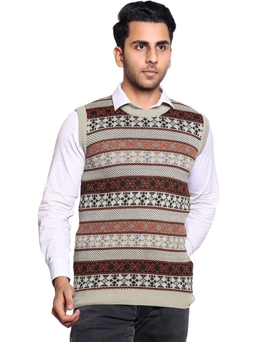 GRAND-LINE Men Printed Sweater Vest