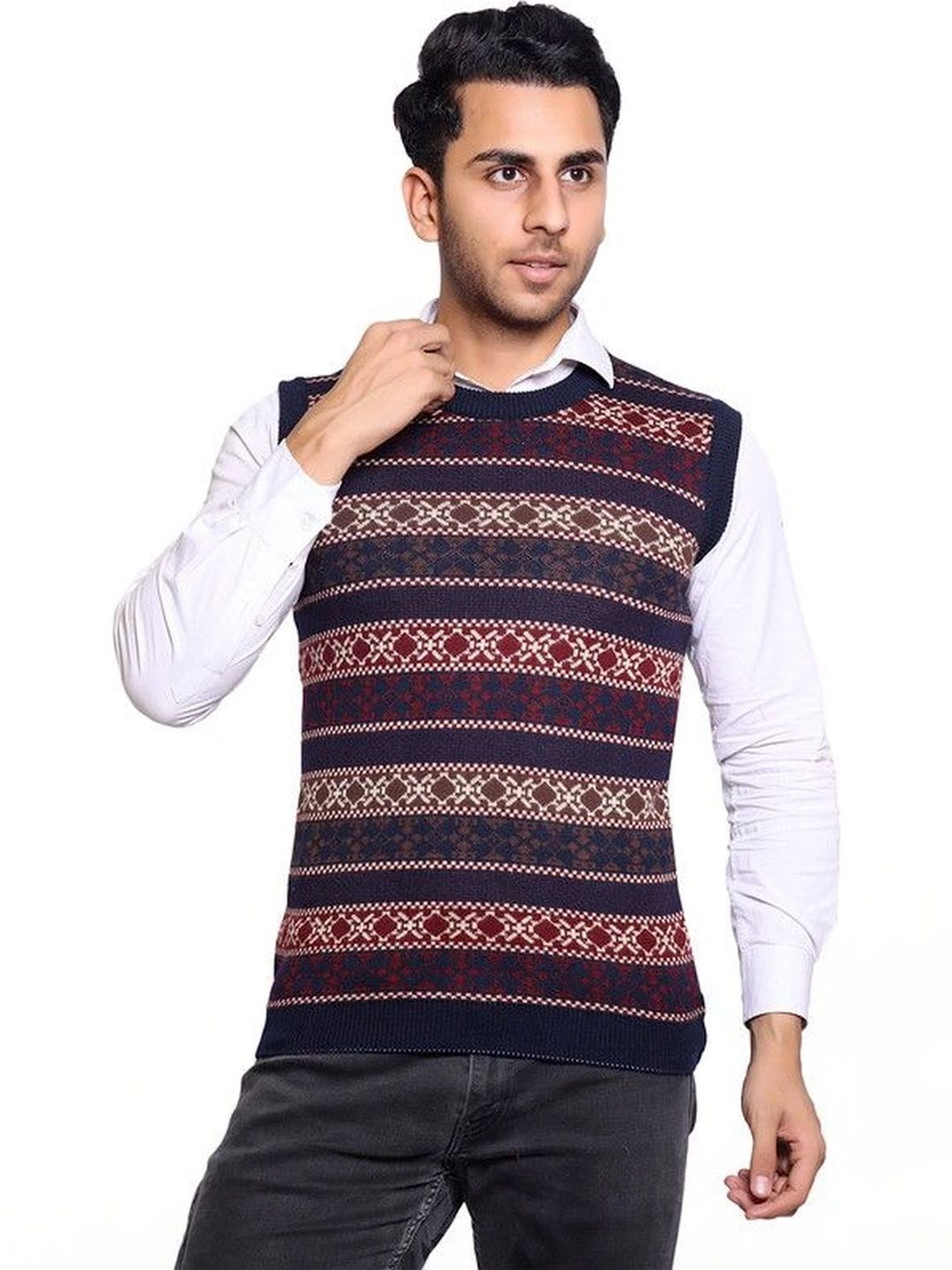 GRAND-LINE Men Printed Sweater Vest