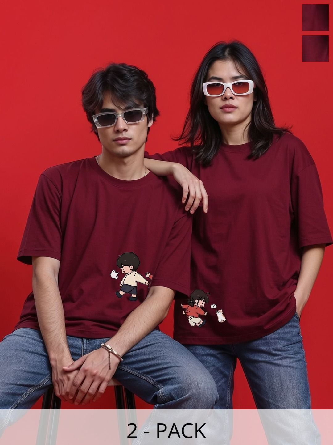 BAESD Unisex 2 Printed Twistform T-shirt