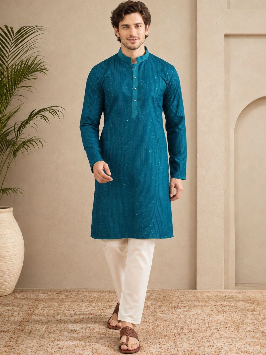 Anouk Men Embroidered Sequinned Liva Kurta