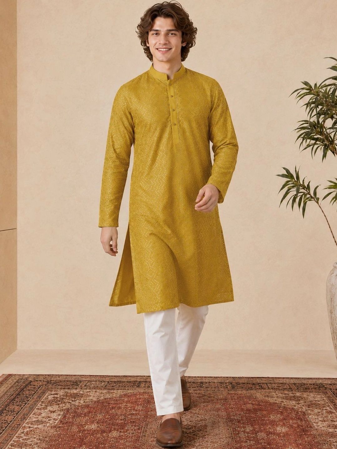 Anouk Men Chevron Embellished Sequinned Liva Kurta