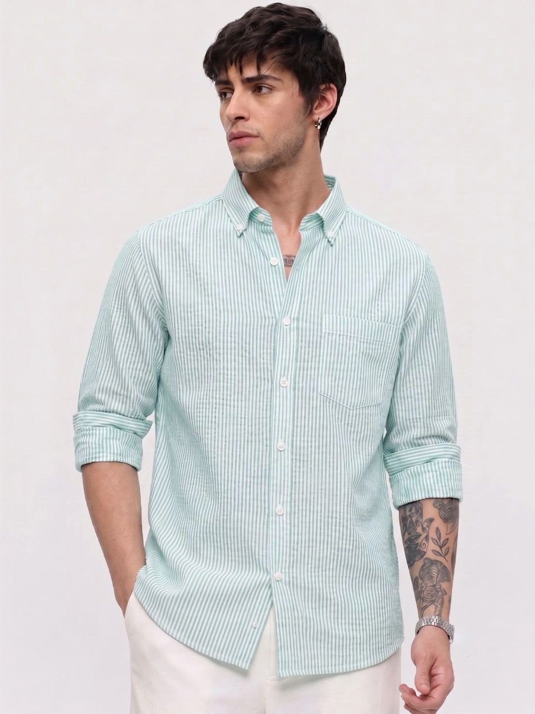 HENSHIKA Men Standard Striped Casual Shirt