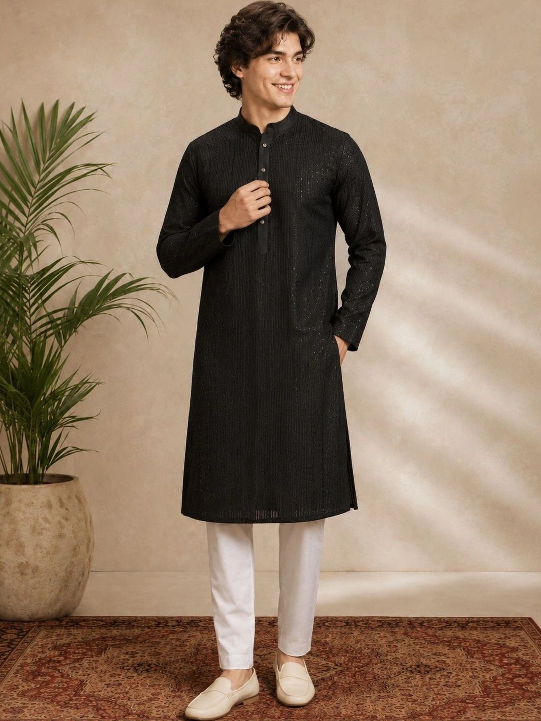 Anouk Men Embroidered Sequinned Liva Kurta