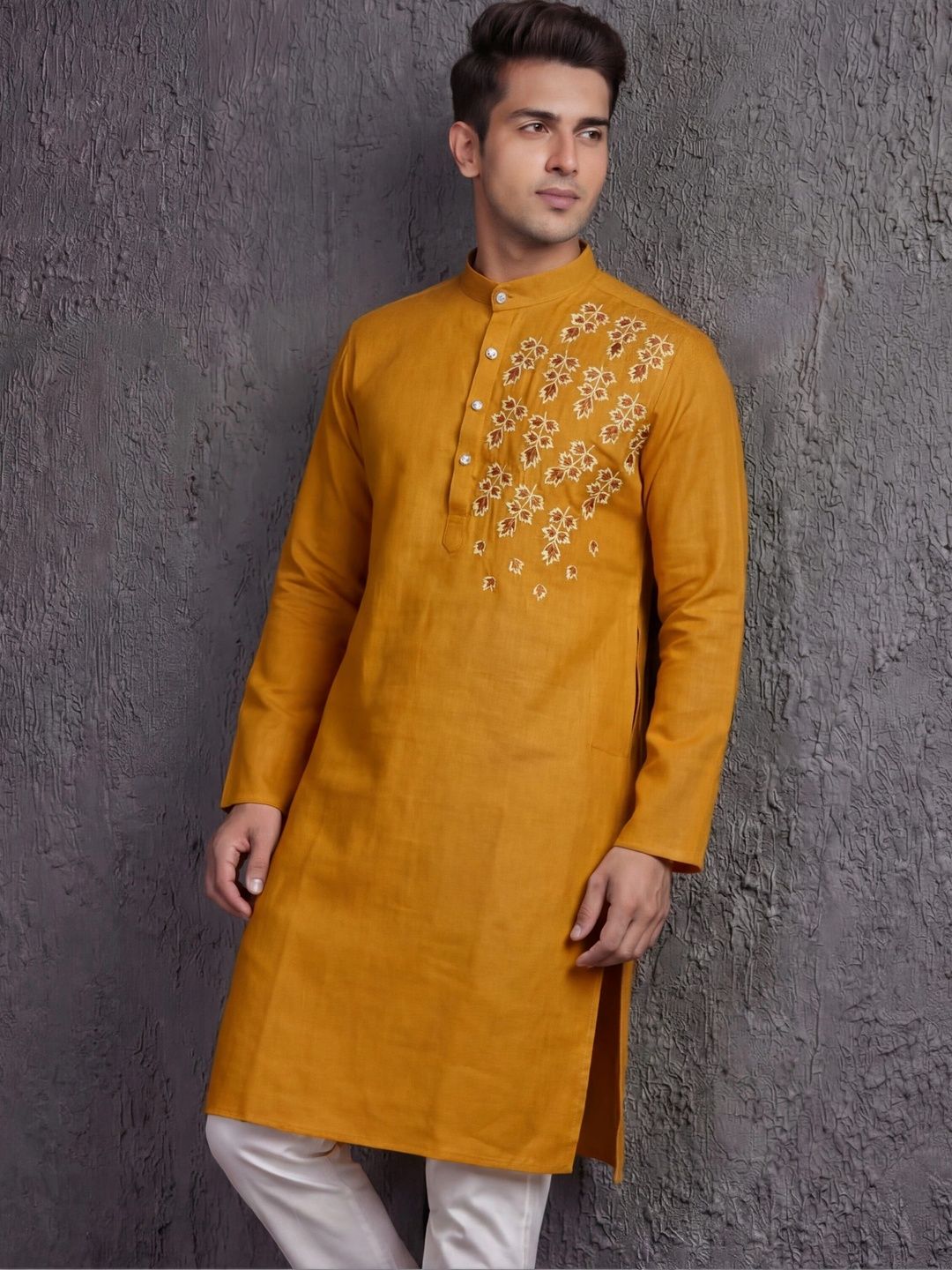 Tibra Collection Men Embroidered Thread Work Kurta