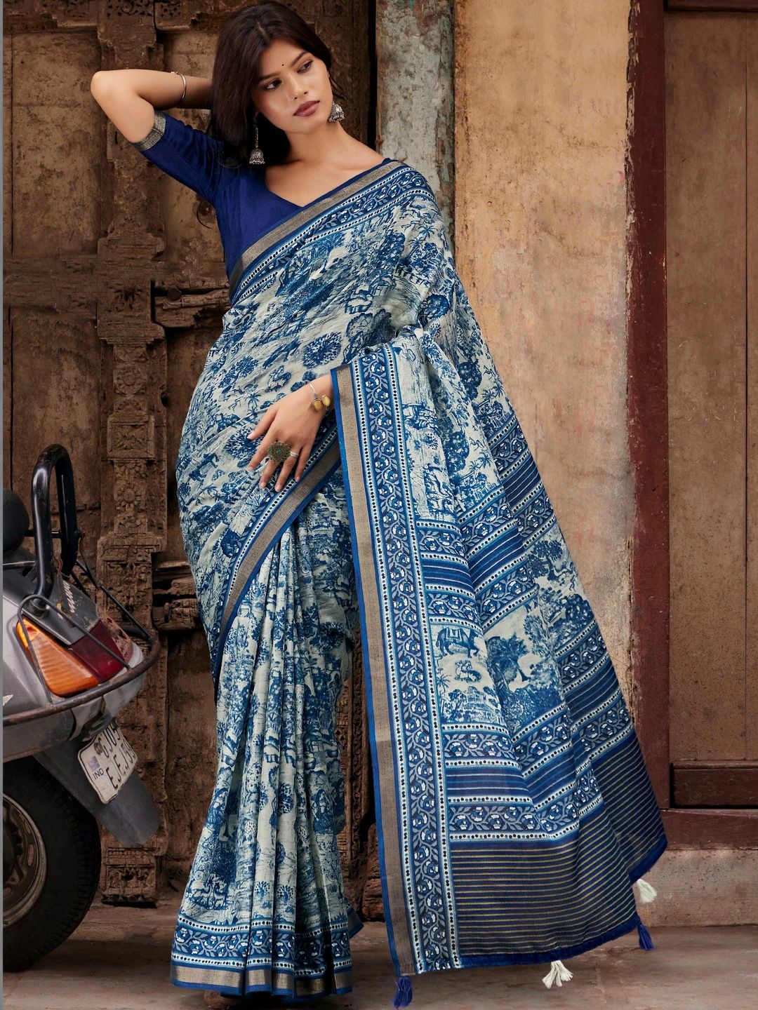 TIRA Silk Cotton Fusion Saree