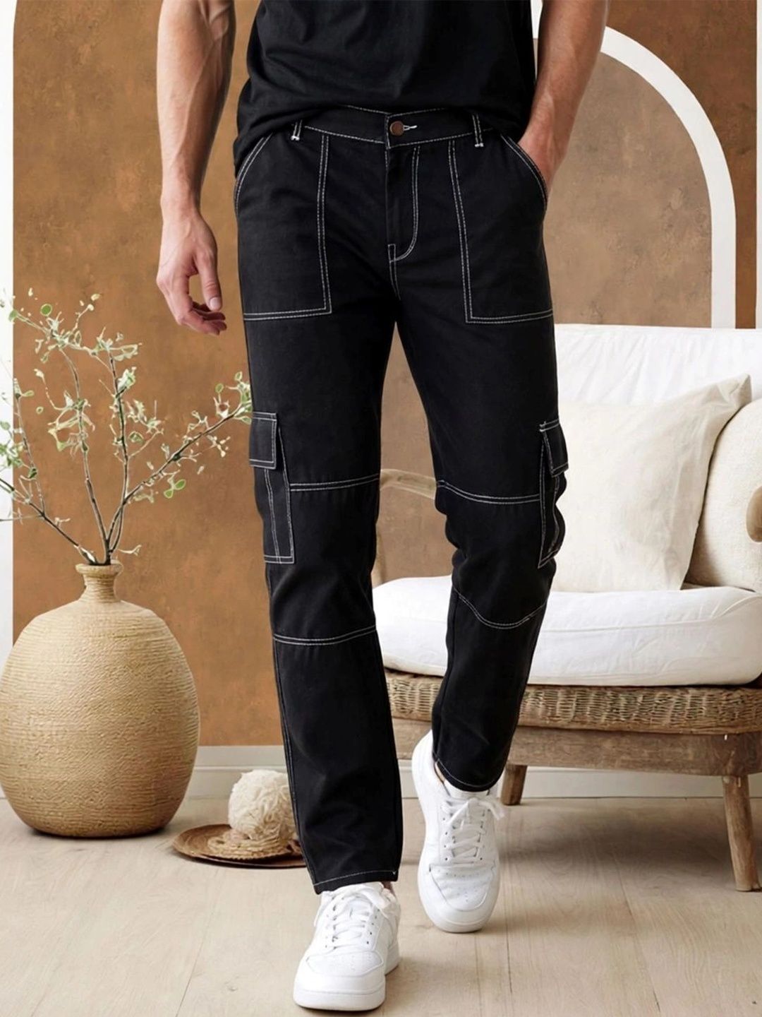 Encrypt Men Classic Regular Fit Mid-Rise Stretchable Jeans