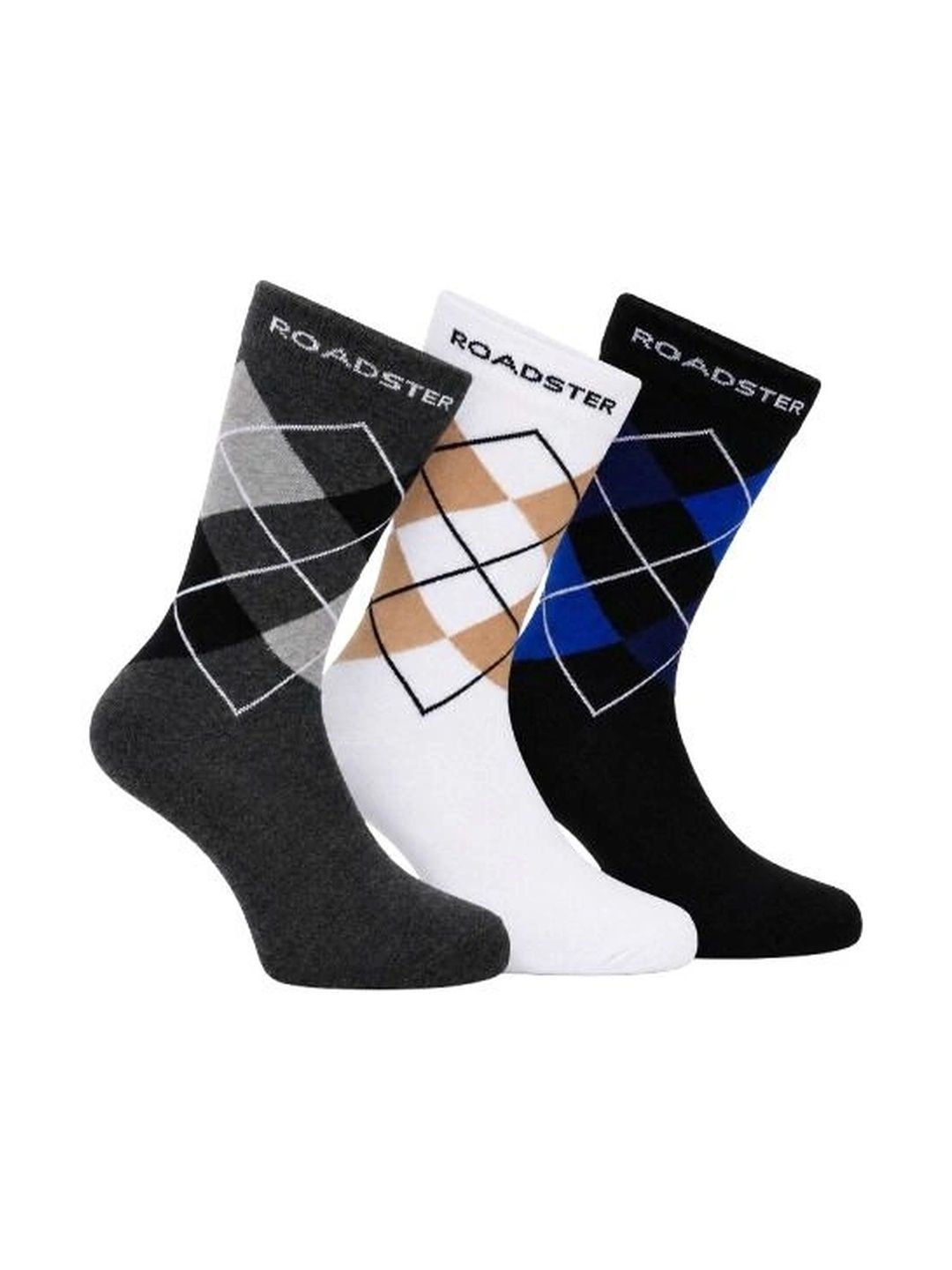 The Roadster Lifestyle Co. Men Pack of 3 Cotton Patterned Calf Length Socks