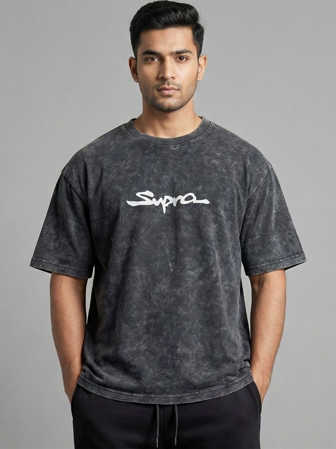 HERE&NOW Men Cotton Typography Printed Round Neck T-shirt