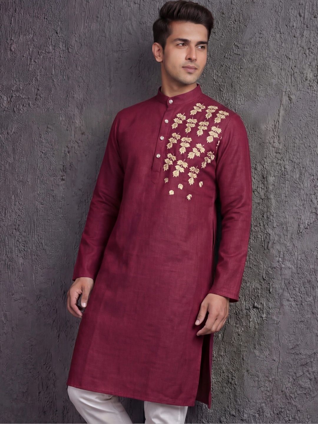 Tibra Collection Men Embroidered Thread Work Kurta