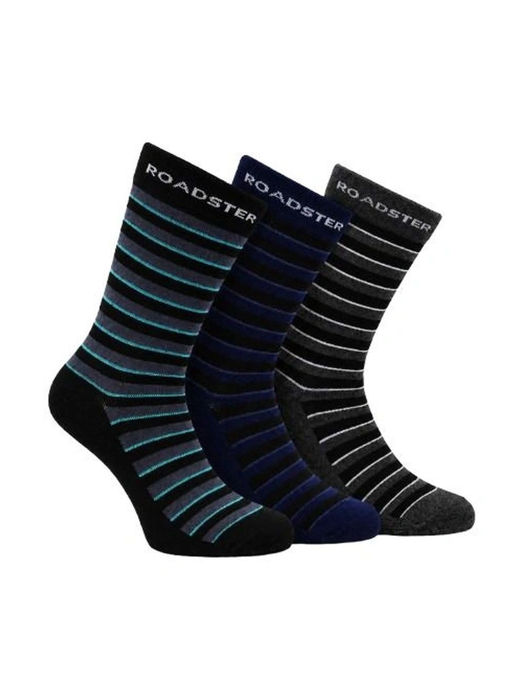 The Roadster Lifestyle Co. Men Pack of 3 Cotton Striped Above Ankle Socks