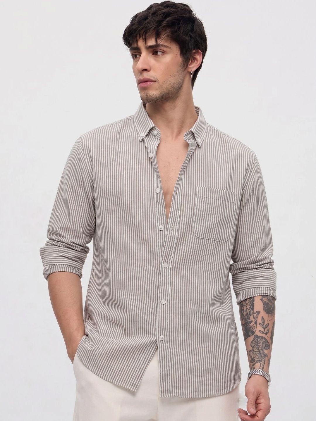 HENSHIKA Men Standard Striped Casual Shirt