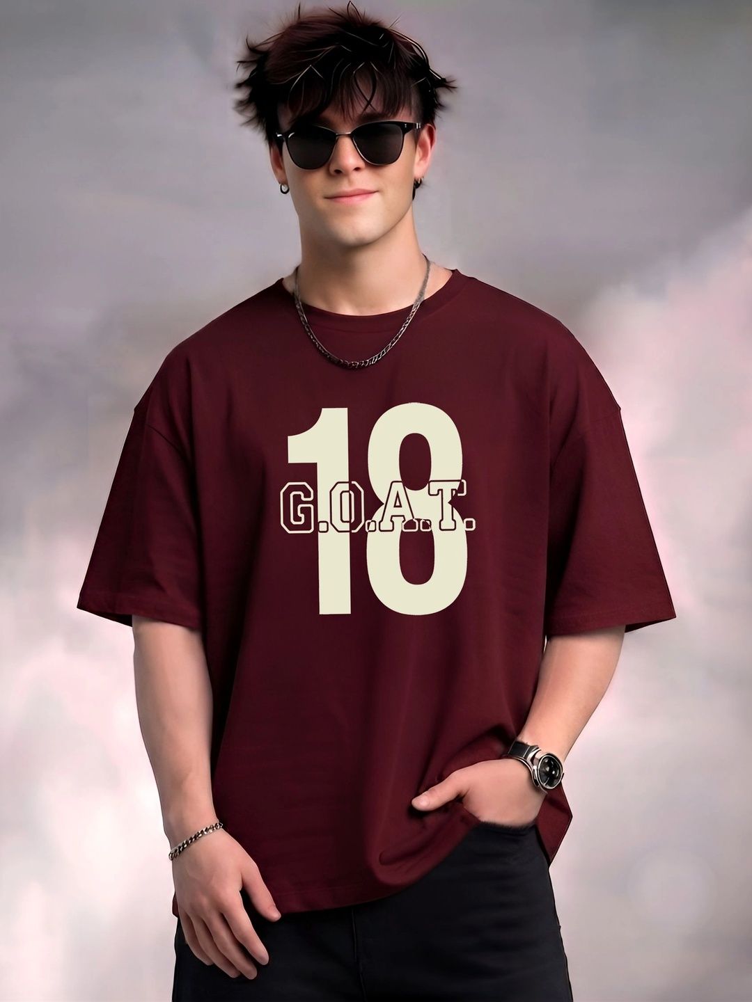 SMARTEES Men Varsity Printed Pure Cotton Oversized T-shirt