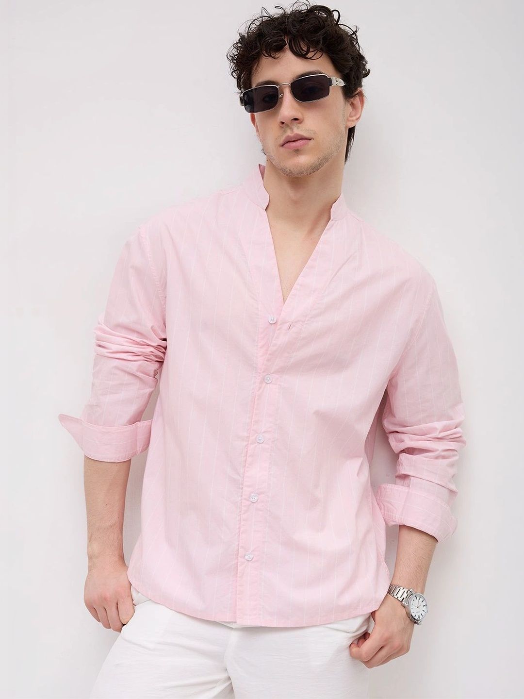 VASTRADO Men Classic Pinstripes Striped Casual Shirt