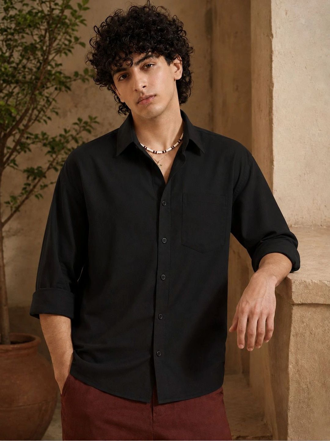 AGNIVAR COLLECTION Men Standard Tailored Fit Semi Sheer Casual Shirt