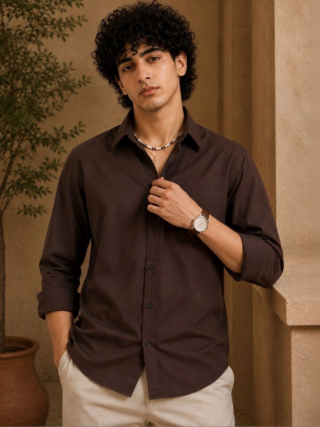 AGNIVAR COLLECTION Men Standard Tailored Fit Semi Sheer Casual Shirt