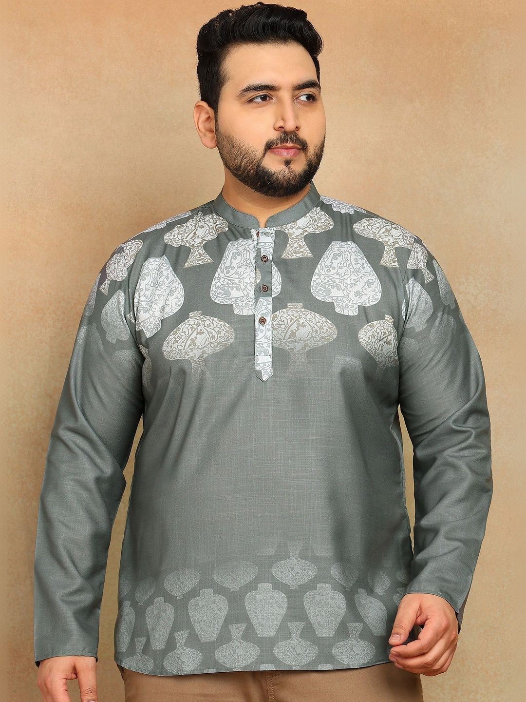 Sztori Men Printed Block Print Anarkali Kurta