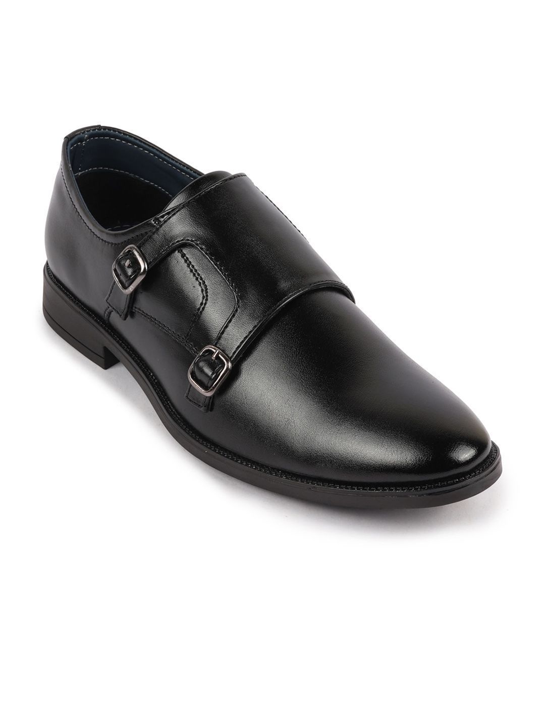 FAUSTO Men Textured Formal Monk Shoes