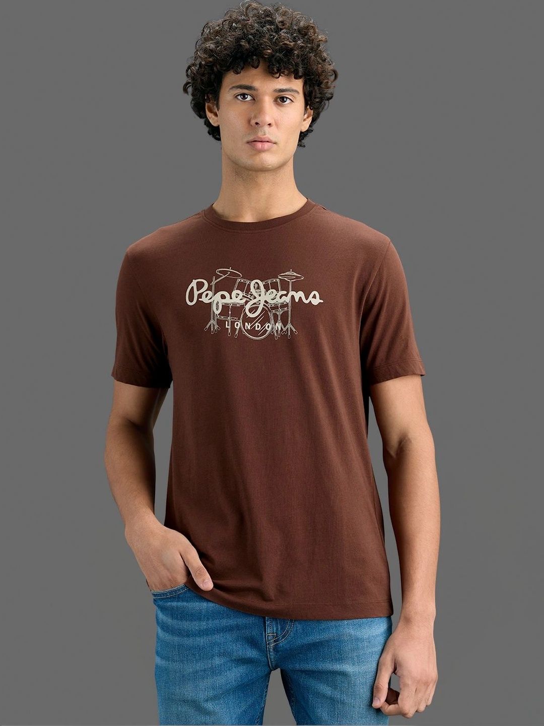 Pepe Jeans Men Printed Pure Cotton Slim Fit T-shirt
