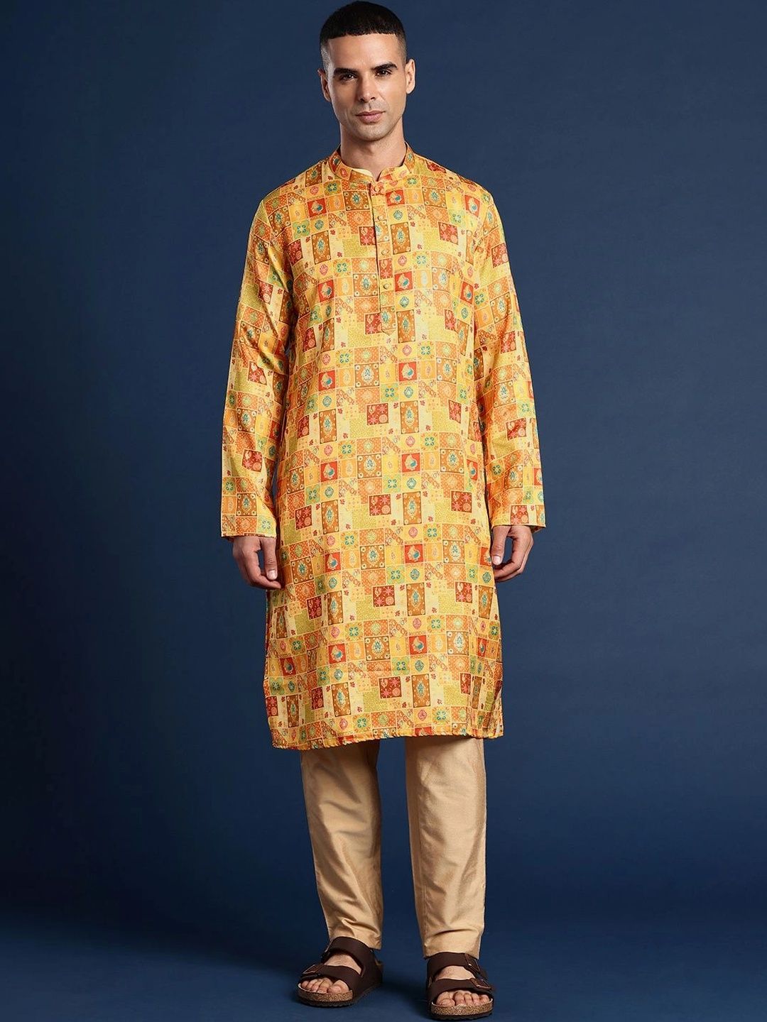 PulseIQ Men Geometric Printed Quirky Kurta