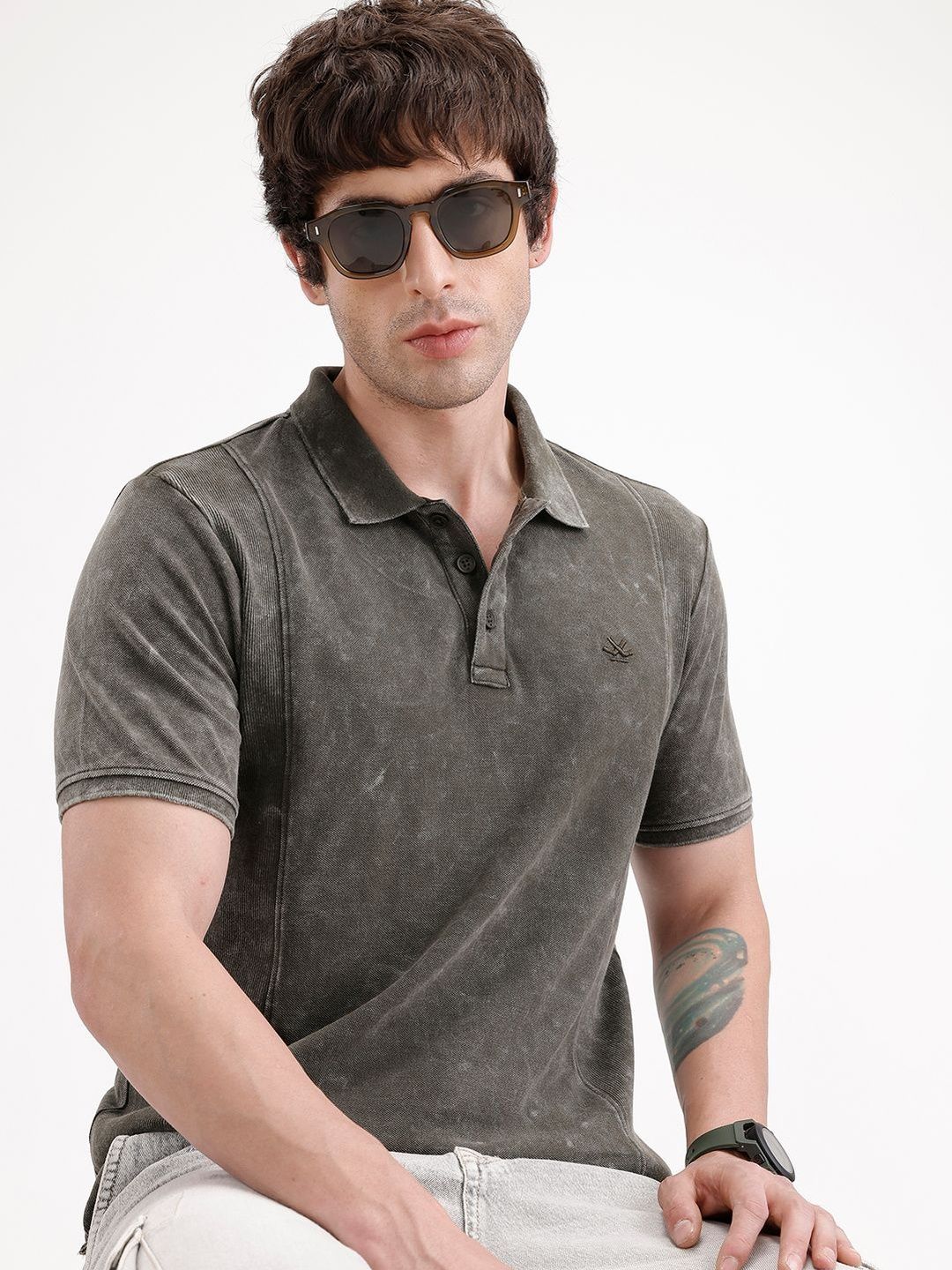 WROGN Men Polo Collar Slim Fit T-shirt
