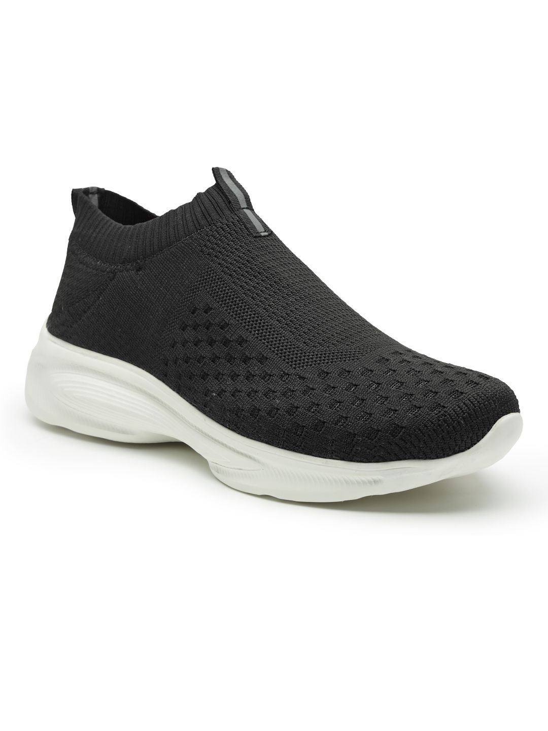 KRAASA Black Textile Slip-On Running Shoes