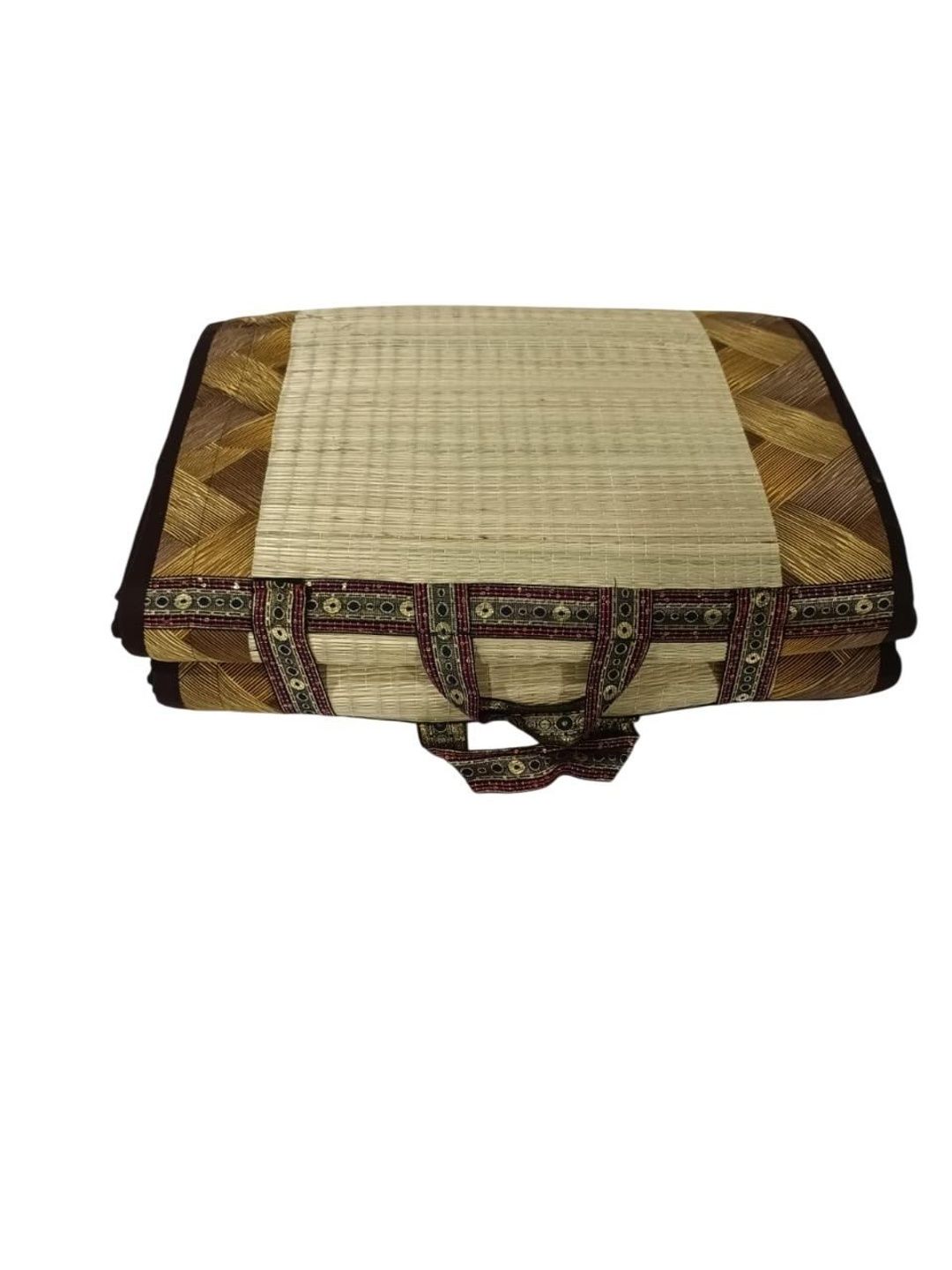J N Craft J N Craft Brown Geometric Handmade Cotton Carpet