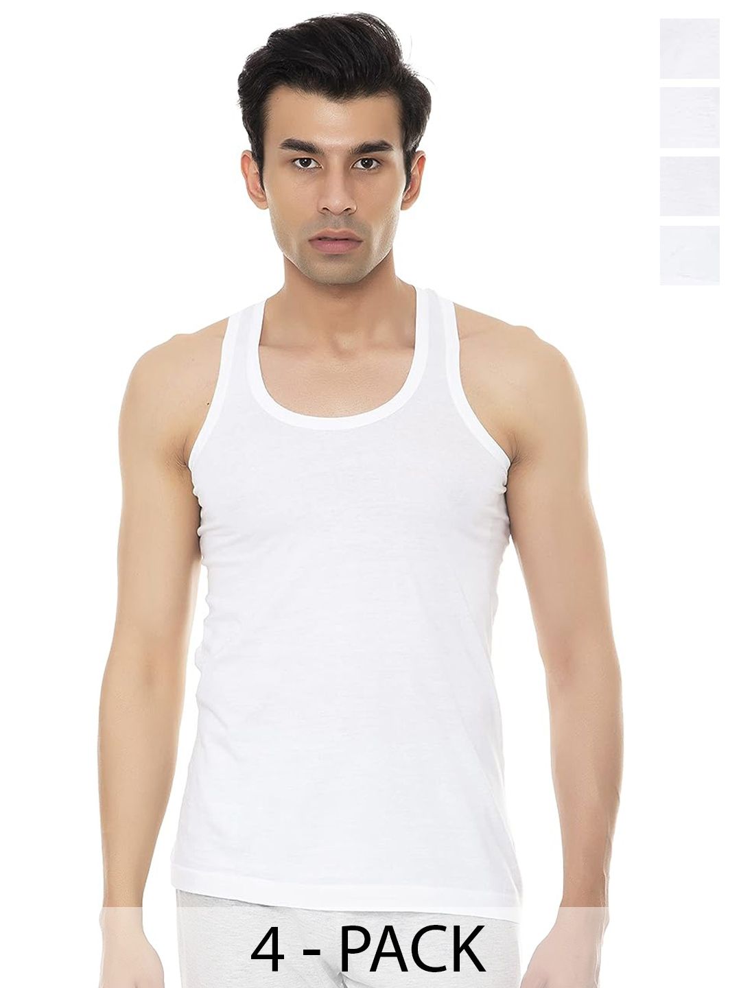 AMUL COMFY Pack Of 4 Cotton Basic Innerwear Vests