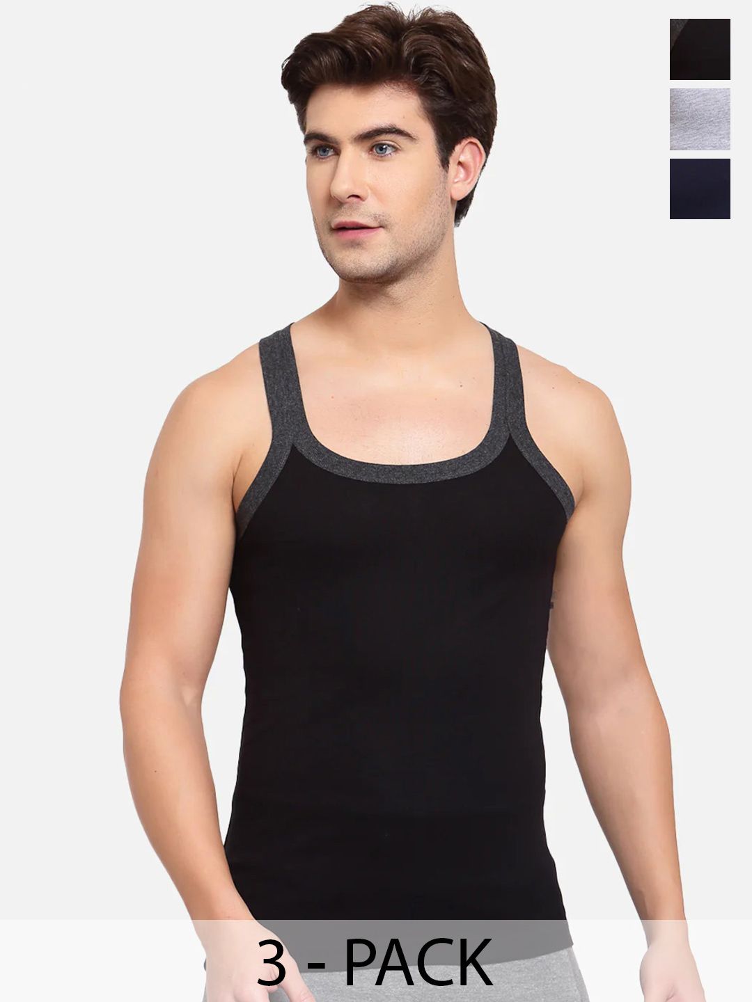Sporto by Macho Pack Of 3 Sleeveless Pure Cotton Innerwear Gym Vest