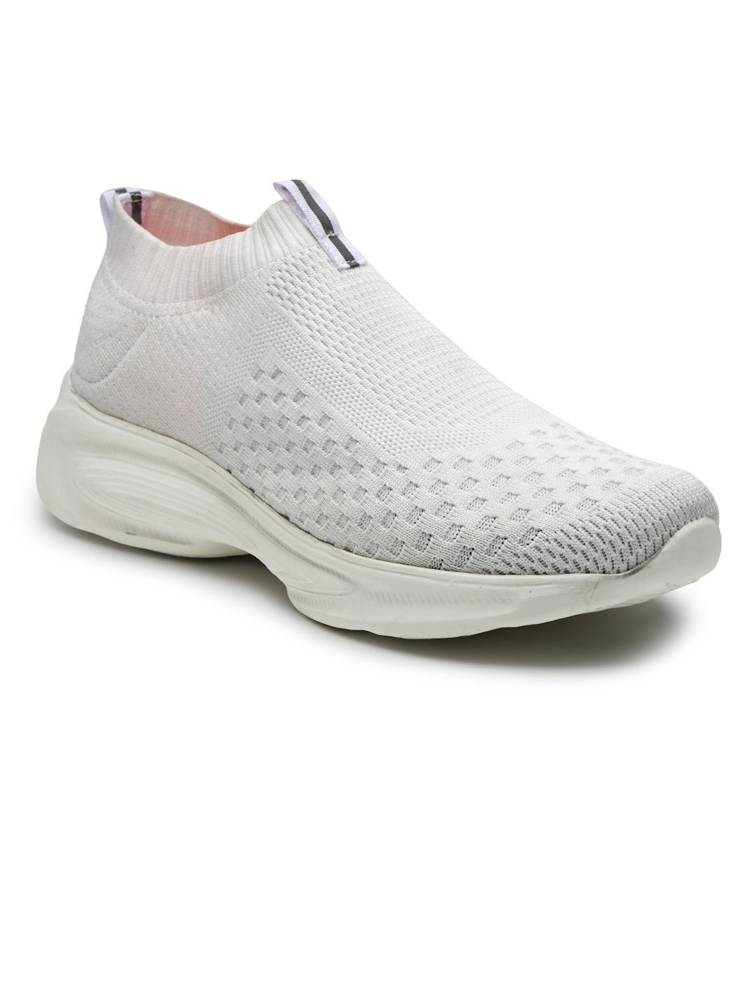KRAASA White Textile Slip-On Walking Shoes
