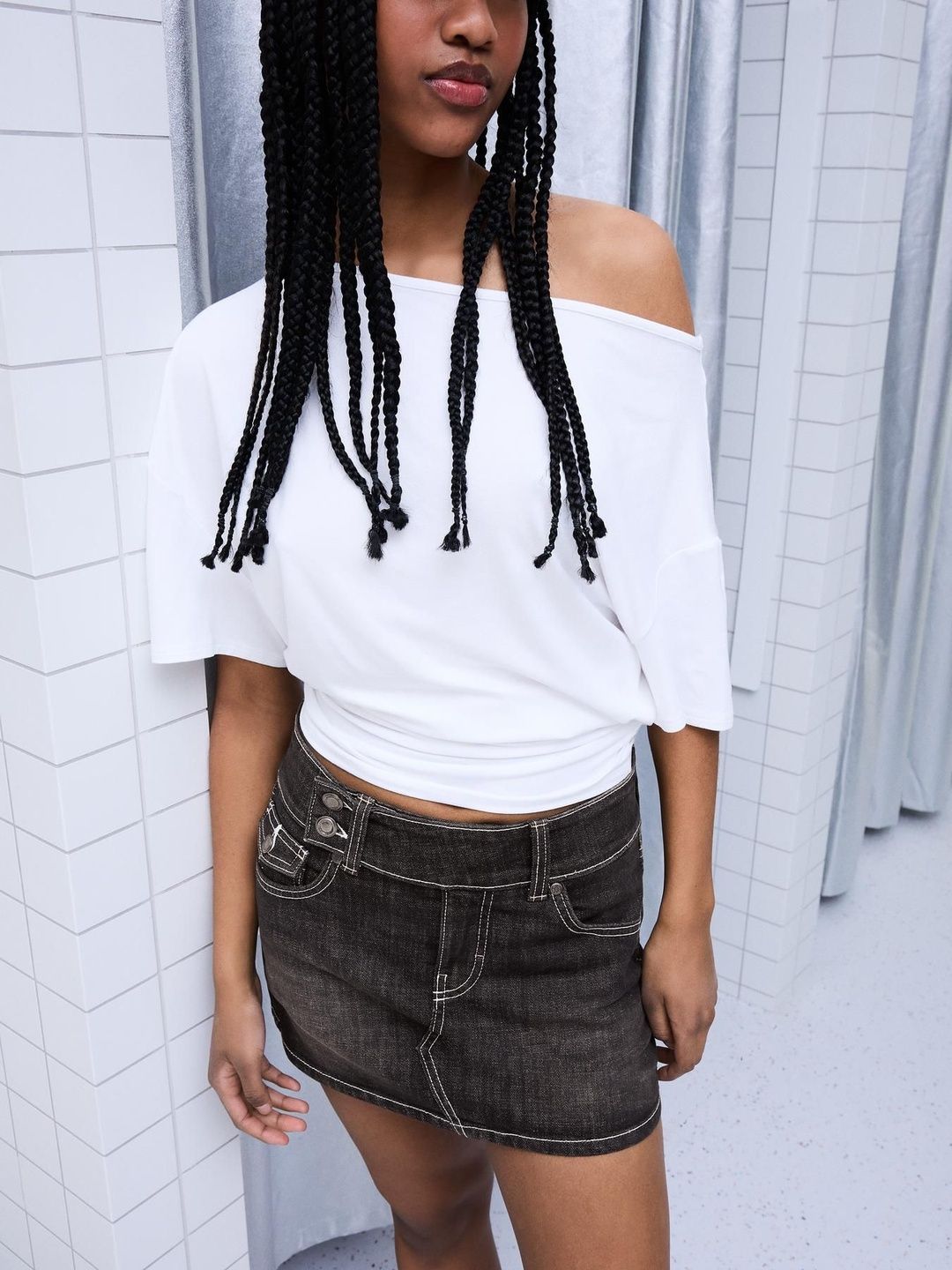 Denim skort