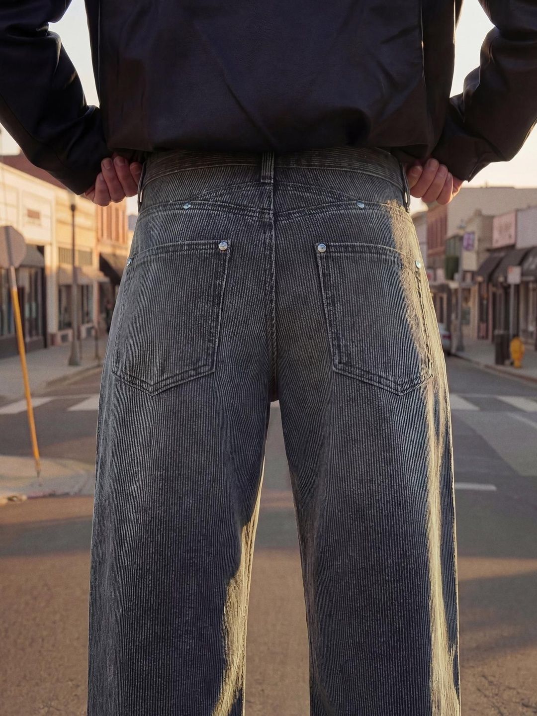 Low-rise corduroy boyfriend jeans