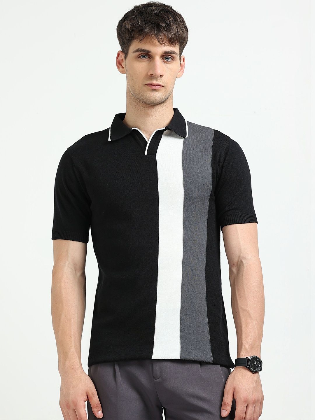 MOHICANS Men Colourblocked Polo Collar Pure Cotton Tshirt