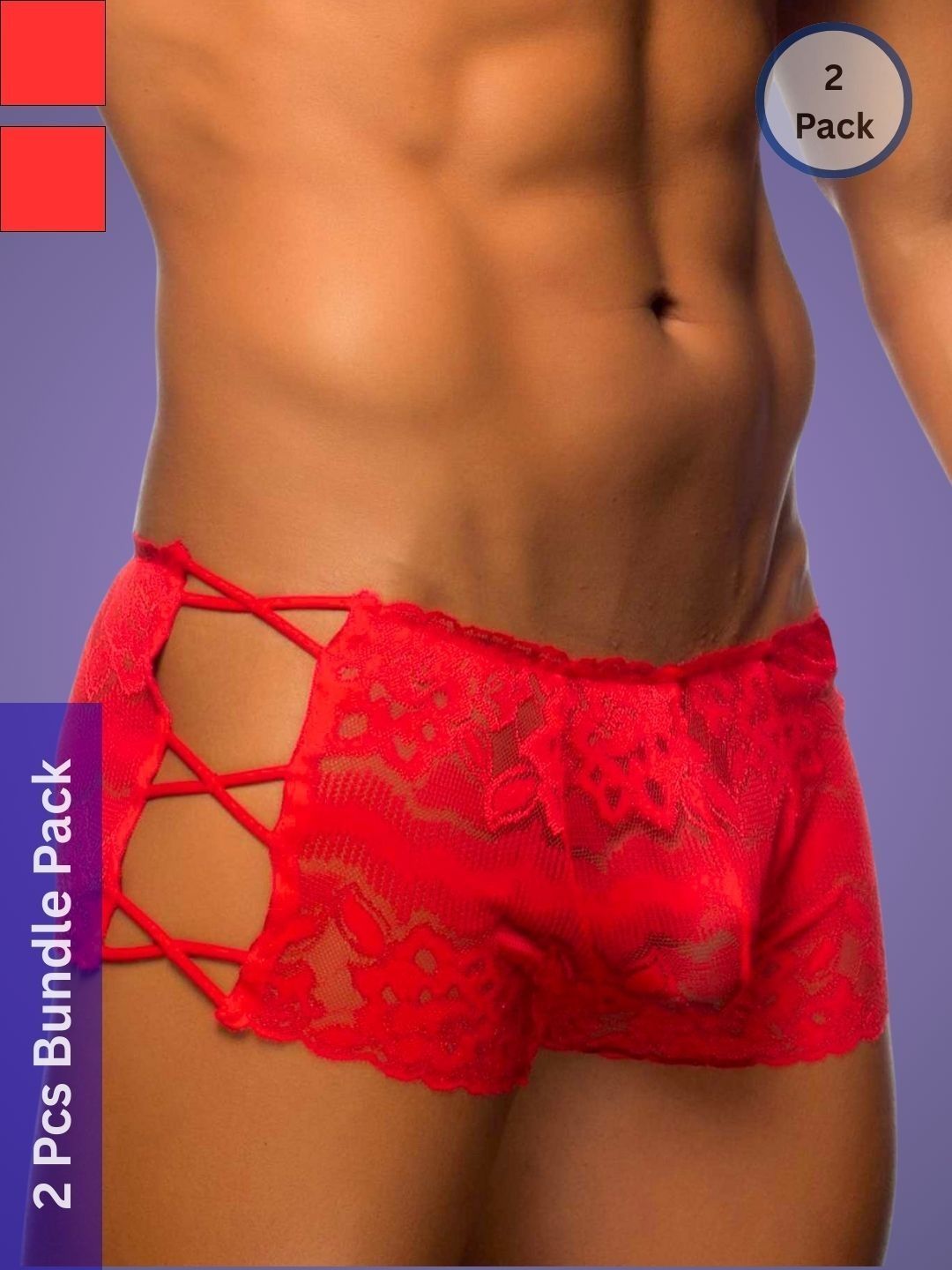 Muquam Men Pack of 2 Self Design Anti Bacterial Lace Boxer-Style Briefs